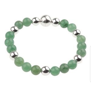 Sterling Aventurine Bead Bracelet w/Magnetic Clasp